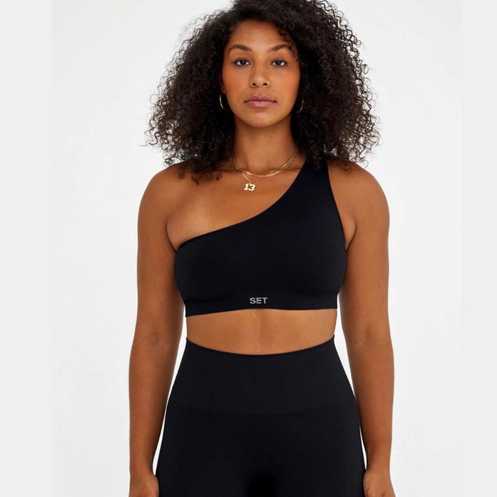 SET ACTIVE SCULPTFLEX® RIBBED ONE SHOULDER BRA - Onyx